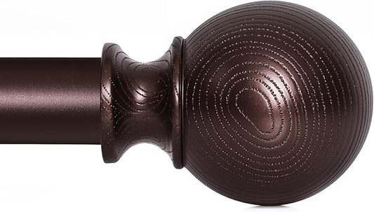BRIOFOX Bronze Curtain Rods for Windows 72 to 144 Inch(6-12ft) - 1'' Diameter Heavy Duty Curtain Rods with Imitation Wood Grain Pattern Finials,Adjustable Decorative Curtain Rods Set,28-144''