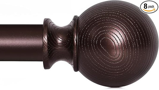 BRIOFOX Bronze Curtain Rods for Windows 66 to 120 Inch(5.5-10ft) - 1'' Diameter Heavy Duty Curtain Rods with Imitation Wood Grain Pattern Finials,Adjustable Decorative Curtain Rods Set,28-120''