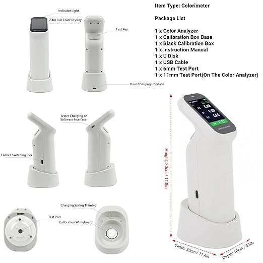 Portable Handheld Colorimeter Spectrophotometer, Auto Calibration Color Difference Tester with 6mm Test Aperture and IPS Touchscreen, Color Measurement Instrument