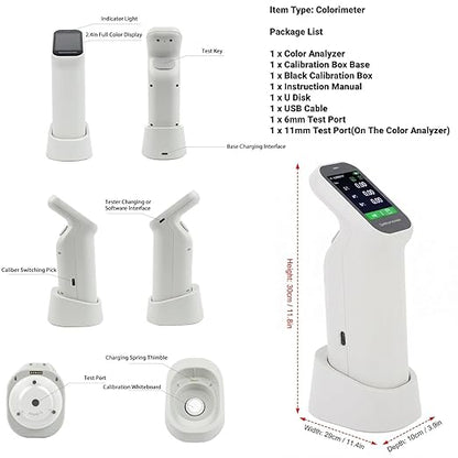 Portable Handheld Colorimeter Spectrophotometer, Auto Calibration Color Difference Tester with 6mm Test Aperture and IPS Touchscreen, Color Measurement Instrument