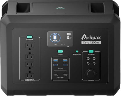 Portable Power Station Core1200W, 1024Wh LiFePO4 (LFP) Battery, 1200W (Peak 2400W), 1.5 Hr Fast Charge, Solar Generator (Solar Panel Optional) for Home Backup Power, Camping & RVs