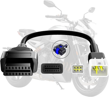 OBD2 Adapter Cable Fits for Delphi Motorcycles, 6Pin to 16Pin OBD2 Diagnostic Adapter Cable Works with All OBDII Scanner