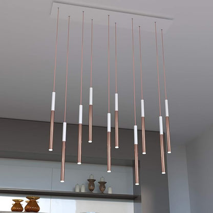 ALTAIR 10 Mini Pendant Lighting White-Copper - LED Hanging Light Fixture for Kitchen Island, Bar, Foyer - Cluster Pendants - Dimmable, Adjustable Wire, Lamp Bulb Included