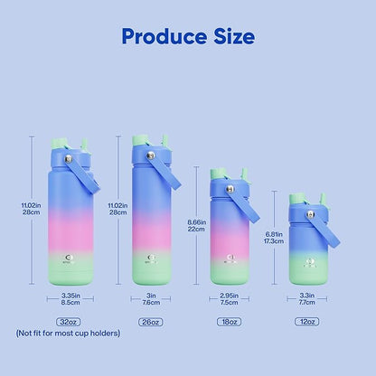 ENCOOL Insulated Water Bottle with Straw Stainless Steel Water Bottle, Leak-Proof, BPA-Free, Double Wall Vacuum Keeps Cold for 24 Hours for Sports, Travel, School (32 oz, Frosted Lilac)