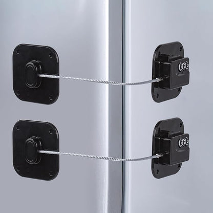 Fridge Locks, 2 Pack Refrigerator Locks with Combination, Refrigerator Lock with Adhesive, Cabinet Lock with Code for Child Safety, Freezer Cabinet Pantry Drawer Latch to Keep Door Closed, Black