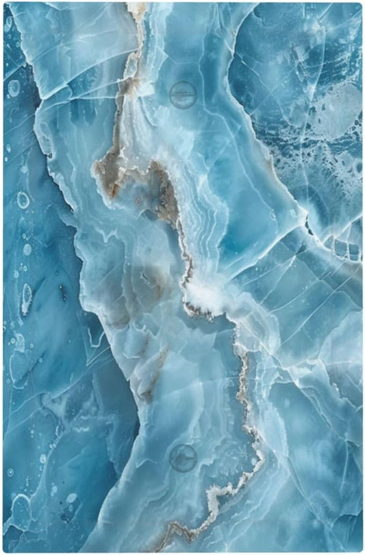 Decorative Light Switch Cover Plate Abstract Watercolor Blue Marble Texture 1 Gang No Device Single Blank Outlet Covers Wall Plates for Electrical Outlets Faceplate for Bedroom Home Decor