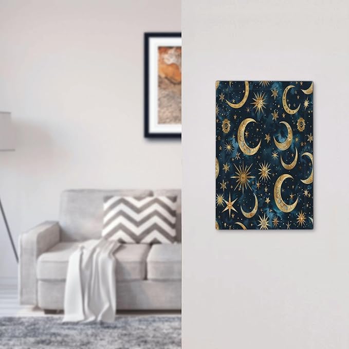 Light Switch Cover Plate Modern Abstract Sky Blue Gold Moon Sun Star 1 Gang No Device Blank Electrical Wall Plates Faceplate Decorative Switch Plate for Bedroom Kids room Decor