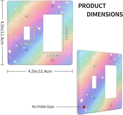 Decorative Outlet Covers Pink Blue Purple Iridescent Rainbow 2 Gang Light Switch Cover Plate Single Toggle 1 Rocker Wall Plates for Electrical Outlets Switch Plate Covers for Home Decor
