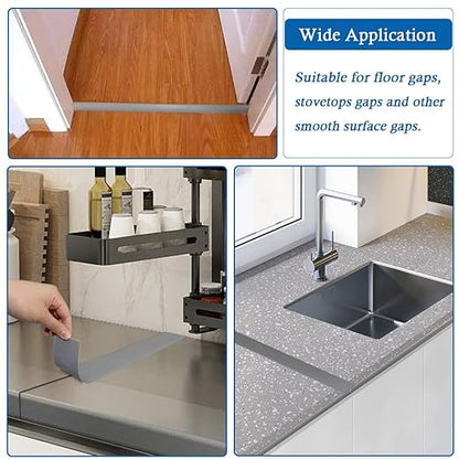 Floor Transition Strip Self Adhesive Floor Cover Strips Laminate 2" Wide Vinyl Flat Divider Transitions (5cm, 6.56Ft, Gray)