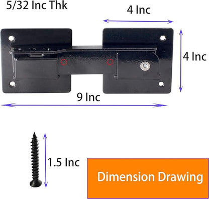 9-inch Flip Gate Latch Lock with Padlock Hole, Heavy Duty Steel Door Latch with Mounting Screws for Wooden Fence, Swing Gate, Double Gate, Shed, Barn. Security Locking Kit for Outdoor Gates