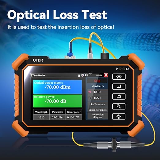 New Upgraded OTDR Optical Fiber Tester, Fiber Network Tester Support Event Map Optical Power Meter OLS(Loss Test) VFL LS(Light Source) Length Ping POE Test, IP Scan RJ45 Network Tools