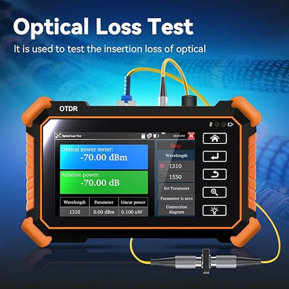 New Upgraded OTDR Optical Fiber Tester, Fiber Network Tester Support Event Map Optical Power Meter OLS(Loss Test) VFL LS(Light Source) Length Ping POE Test, IP Scan RJ45 Network Tools