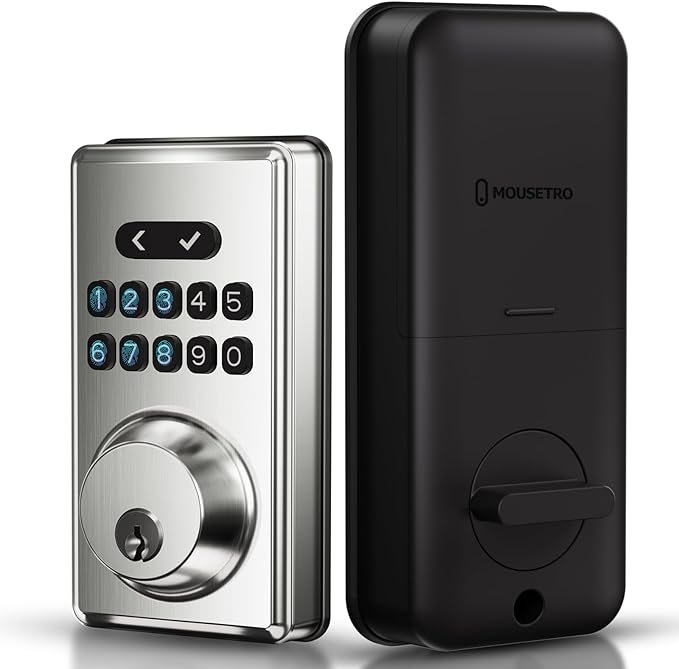 Keyless Entry Door Lock, Electronic Keypad Deadbolt for Front Door, Smart Locks with 6 Digital Code, Auto Lock, Anti-Peeking Password, Easy Installation, Silver