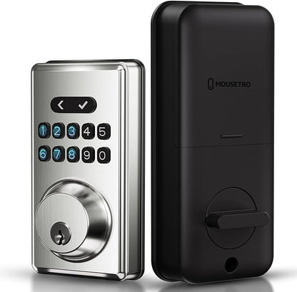 Keyless Entry Door Lock, Electronic Keypad Deadbolt for Front Door, Smart Locks with 6 Digital Code, Auto Lock, Anti-Peeking Password, Easy Installation, Silver