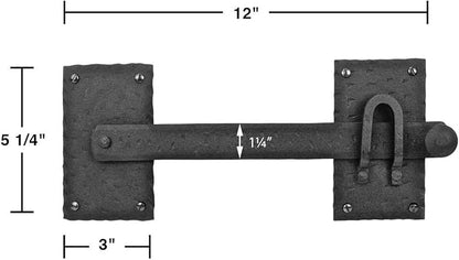 Renovators Supply Manufacturing Black Iron Gate Flip Latch 12" Large Antique Two Sided Flip Locks Rust Resistant Powder Coated Barn Door and Fence Gate Latches with Hardware