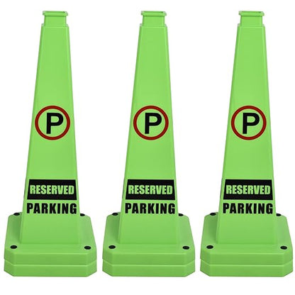 OrangeStar 6-Pack 28" Reserved Parking Cones, Large 4-Sided Message Safety Traffic Cones with Heavy Rubber Base for Indoor Outdoor Use, Parking Lot Control, Driveway Barriers