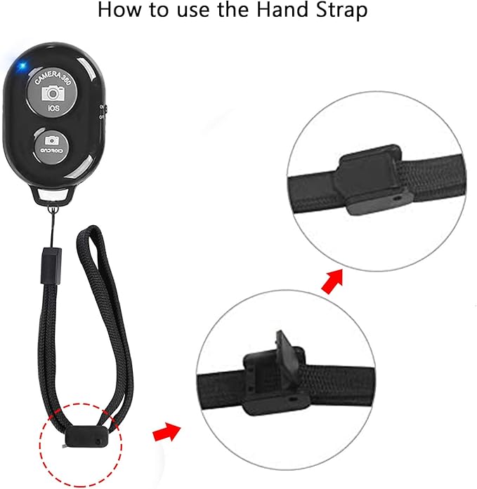 Cellphone Remote Shutter for Smartphones and Tablets, AOQIYUE Wireless Camera Remote Control Compatible with iPhone/Android Cellphone Wrist Strap Included (Black+Pink)