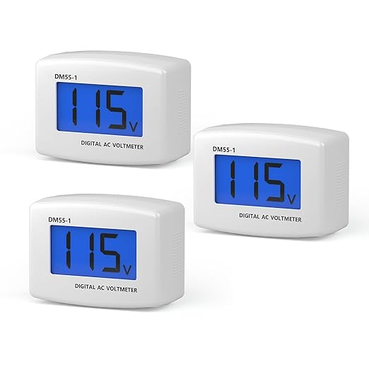 DROK Electric Voltage Testers 3pcs, AC 80-300V LCD Display Flat Plug Voltmeter Electrical Outlet Tester Plug in Digital Voltage Meter