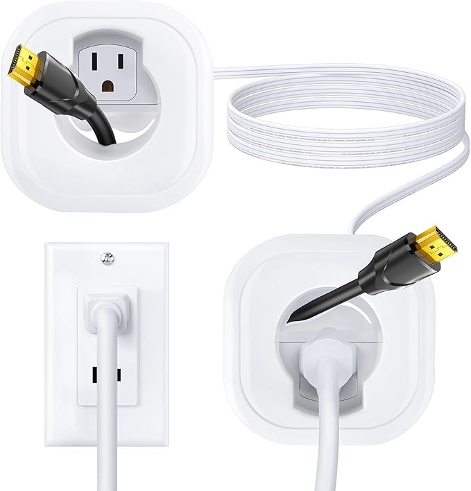 in-Wall Cable Management Kit, Wire Hider for Power & Low Voltage Cables, TV Cord Hider for Wall Mounted TV, TV Cable Hider Wall Kit, Includes Hole Saw Drill Attachment