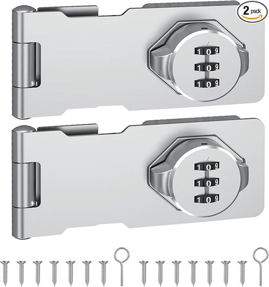 Combination Cabinet Door Lock, Gate Latch Lock with Code, Keyless Security Lock for Gate, Door, Cabinet, Bathroom, Outdoor, Garage, Fence,(Sliver, 2 Pack)