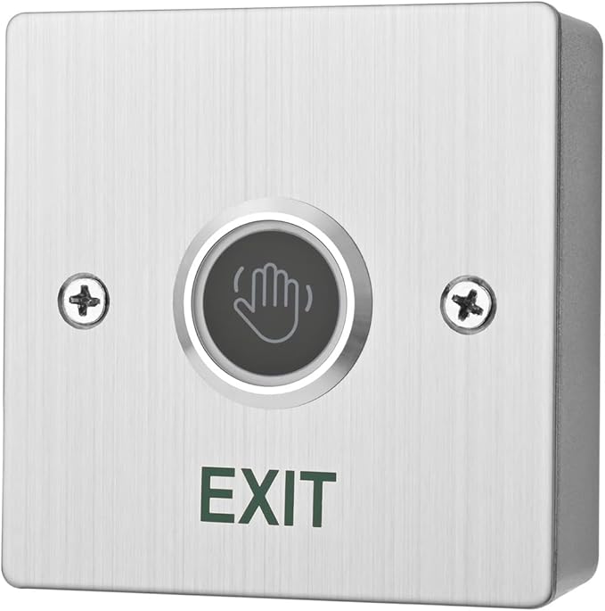 Infrared Sensor Exit Button with Back Box IR Touchless Door Release 304 Stainless Steel IP67 Waterproof with LED Indicator for Access Control Systems