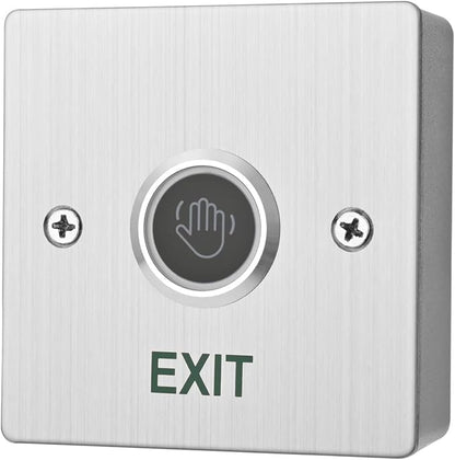 Infrared Sensor Exit Button with Back Box IR Touchless Door Release 304 Stainless Steel IP67 Waterproof with LED Indicator for Access Control Systems