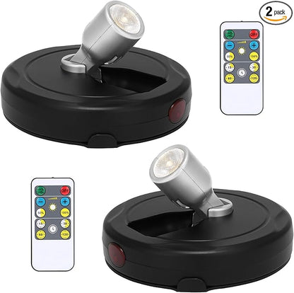 LED Spotlight Battery Operated, Wireless Picture Light, Accent Spot Light for Indoor Plant Tree, Display Puck Lights with Remote, Stick on Uplighting for Wall Photo Painting Dartboard Decor Artwork