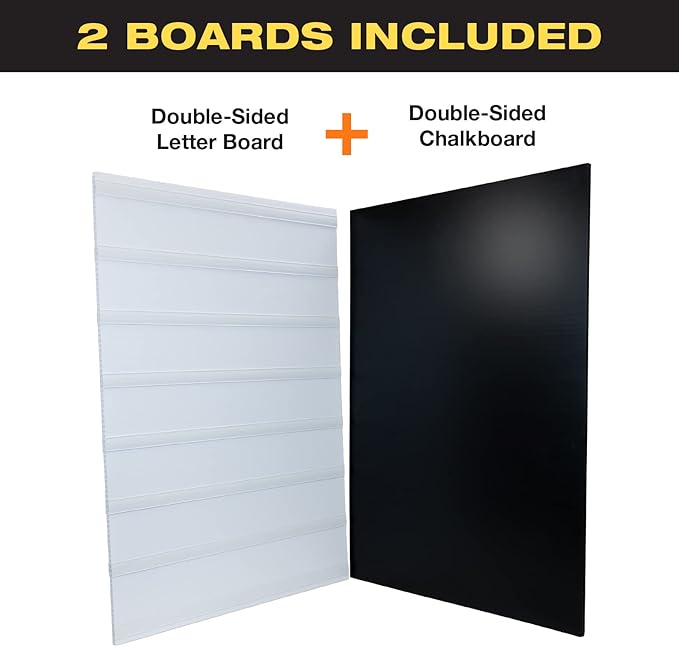 Swinging Changeable Message Sidewalk Sign: 24" x 36" Sign with 792 Pre-Cut Double Sided Letters and Storage Box. Includes Black Board & Letter Board (Green Color Legs)
