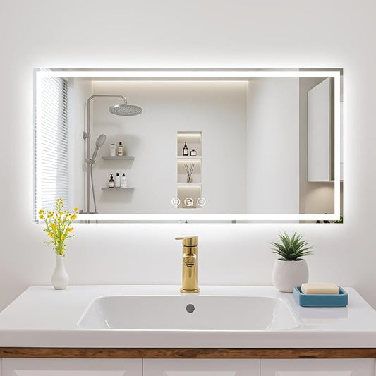 40X24 LED Bathroom Mirror with Lights, Anti-Fog, Backlit + Front Lit (CRI>90), Lighted Bathroom Vanity Mirror for Wall, Memory Function, Dimmable, Tempered Glass, Shatter-Proof