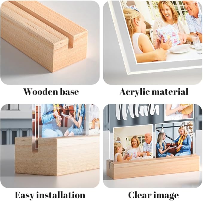 Custom Picture Frames with Photo, Personalized Photo Frame with Night Light, Customized Picture Frame, Personalized Anniversary Valentines Day Gifts for Women Men Her Him Girlfriend Boyfriend Couple