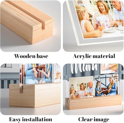 Custom Picture Frames with Photo, Personalized Photo Frame with Night Light, Customized Gifts for Girlfriend Boyfriend, Personalized Anniversary Valentines Day Gifts for Women Men Her Him Couple