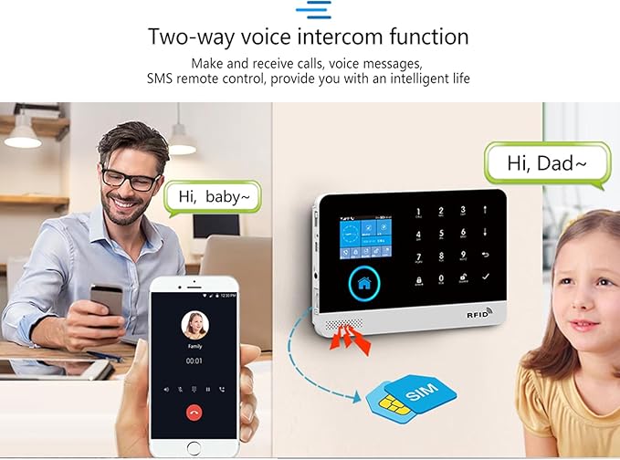 Wireless Home Alarm Security System 13PCS 433MHz LCD Display with Host Remote Controls Alarm Window Door Sensor WiFi+GSM Auto Dial Alarm Compatible with Alexa Google Home Voice Control