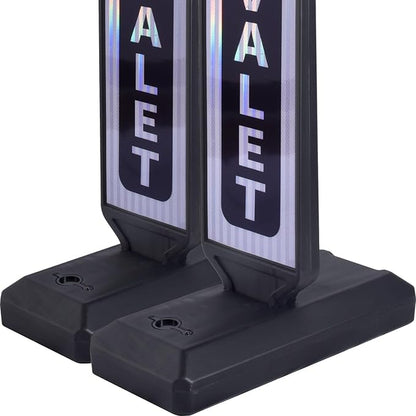 2 Pack 43" x 9.6" inch Double Sided Pedestrian Crosswalk Sign, 21.8" x 9.6" x 4" Durable HDPE Water Filled Base, Portable High Visibility Reflective Traffic Safety Parking STOP Signs (White-2Pack)