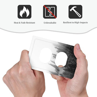 Outlet Covers Fores Black White Landscape Misty Woods 1 Gang Duplex Light Switch Cover Decorative Switch Plates Electrical Receptacle Faceplate Wall Plate For Farmhouse Cabin Decor
