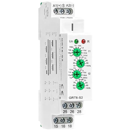 Asymmetric Cycle Timer Relay 2SPDT 10A Long or Short Period Repeat Cycle Tntermittent Timer Electronic Relay in Din Rail Wide Voltage Range AC DC 24V to 240V
