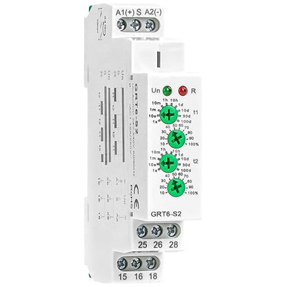Asymmetric Cycle Timer Relay 2SPDT 10A Long or Short Period Repeat Cycle Tntermittent Timer Electronic Relay in Din Rail Wide Voltage Range AC DC 24V to 240V