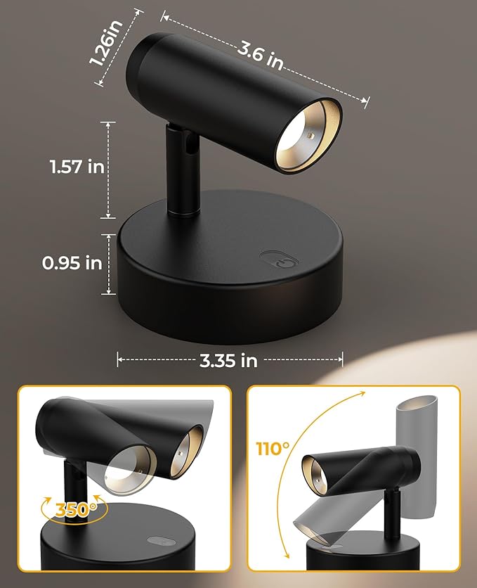 Spotlights Indoor, No-Glare Rechargeable Floor Can Light for Plants with Remote, Wireless Art Accent Spot Lights Uplight for Painting, Picture, Dartboard, Home, Corner Sofa Display