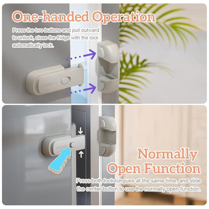 Mom's Choice Gold Awards Winner - EUDEMON 1 Pack Updated Child Proof Refrigerator/Fridge/Freezer Door Lock Apply to Max 1"(25mm) Sealing Strip for Toddlers and Kids, no Tools Need or Drill (Grey)