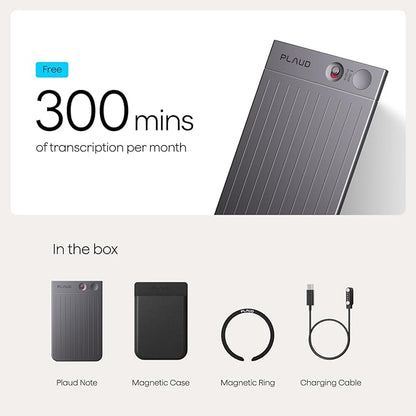 Plaud Note AI Voice Recorder, Voice Recorder w/Case, App Control, Transcribe & Summarize with AI Technology, Support 112 Languages, 64GB Memory, Audio Recorder for Lectures, Meetings, Calls, Black