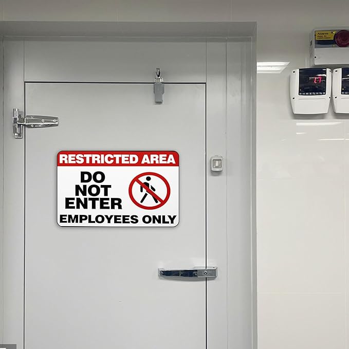Restricted Area Sign, 3 Pack Magnetic Do Not Enter, Employees Only Signs, 10 x 7 Inch Premium Magnetic Signs, UV Protected, Waterproof, Weatherproof and Fade Resistant, Indoor & Outdoor