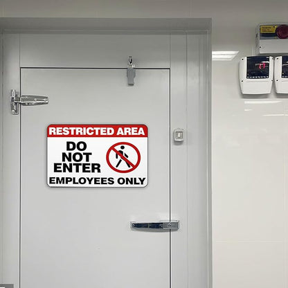 Restricted Area Sign, 3 Pack Magnetic Do Not Enter, Employees Only Signs, 10 x 7 Inch Premium Magnetic Signs, UV Protected, Waterproof, Weatherproof and Fade Resistant, Indoor & Outdoor