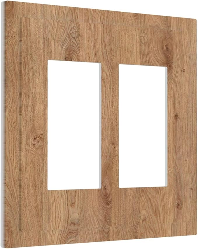Decorative Outlet Covers Vintage Rustic Wood Color Brown Wood Grain 2 Gang Double GFCI Rocker Electrical Wall Panels Light Switch Cover Plate for Farmhouse Cabin Decor