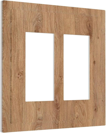 Decorative Outlet Covers Vintage Rustic Wood Color Brown Wood Grain 2 Gang Double GFCI Rocker Electrical Wall Panels Light Switch Cover Plate for Farmhouse Cabin Decor