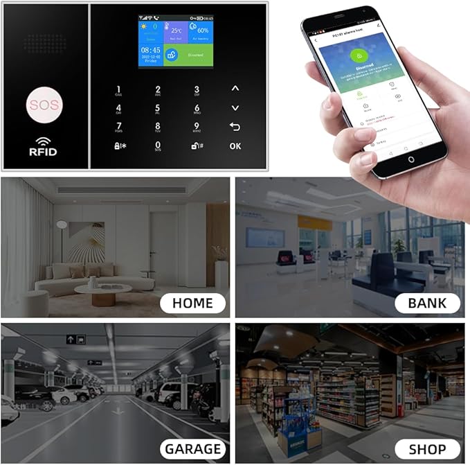 YBJ Wireless Alarm System for Home Security,DIY 4G Smart Home Alarm System with APP Alert, 24-Piece-Kit (Motion Detector,Door Window Sensor,Siren,Remote Control),Work with Alexa and Google Assistant