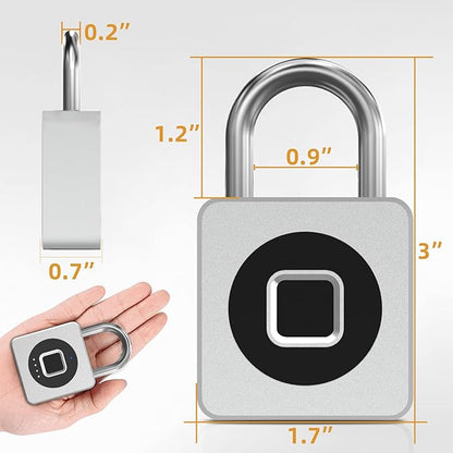 Pothunder Fingerprint Padlock, Fingerprint Lock with APP, Padlock with Steel Cable Keyless Biometric, Waterproof Suitable for Gym, Locker, Helmet, Gate, Fence, Luggage