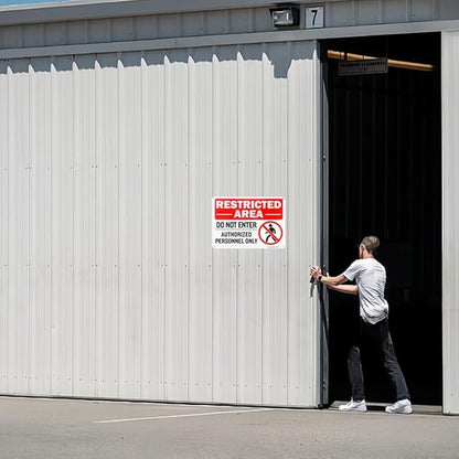 4 Pack Restricted Area Do Not Enter Authorized Personnel Only Sign, 10"x 7" .040 Rust Free Aluminum – Reflective, UV Protected and Weatherproof