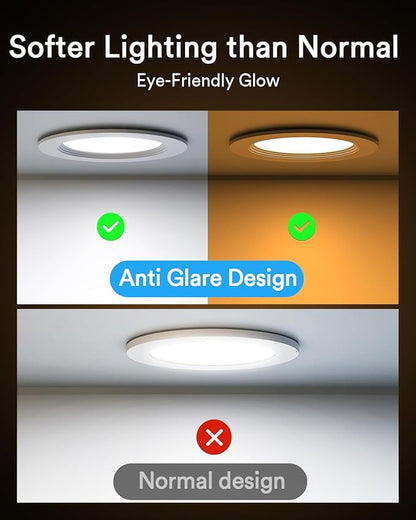 Lumary 6 Inch Smart WiFi Recessed Lighting, RGBWW Canless LED Wafer Downlight, 13W 1000Lm Color Changing, Ultra-Thin w/Anti-Glare Baffle, Compatible with Alexa/Google/Remote-Included, 1PC