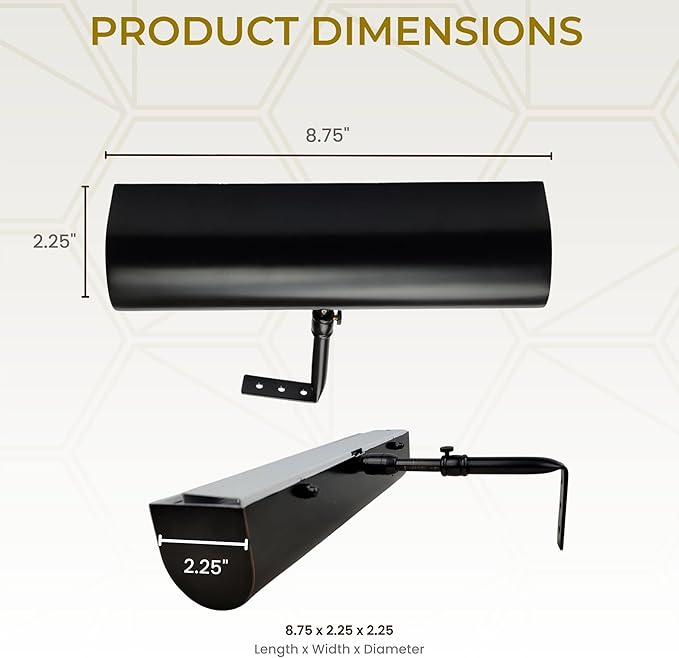 Royal Designs, Inc. Cordless Remote Control LED Picture Light, Dimmable with Timer Function, Black, 8.75 Inches