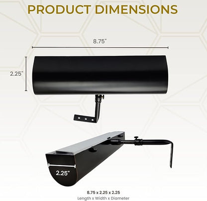 Royal Designs, Inc. Cordless Remote Control LED Picture Light, Dimmable with Timer Function, Black, 8.75 Inches