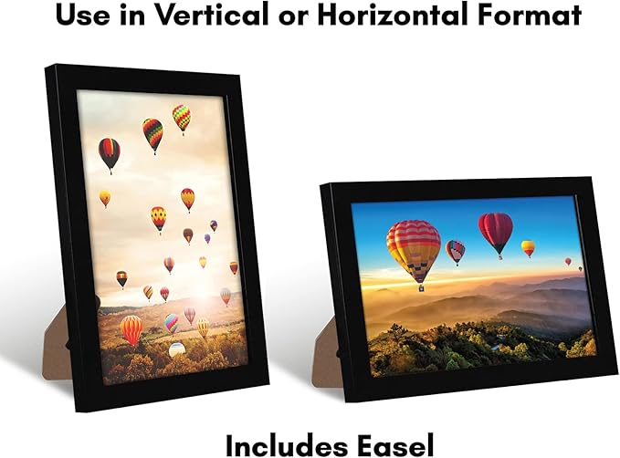Americanflat 7x10 Picture Frame with Shatter-Resistant Glass - Signature Collection - Gallery-Style Frames Made of Engineered Wood - Photo Frame for Tabletop and Wall Display - Black